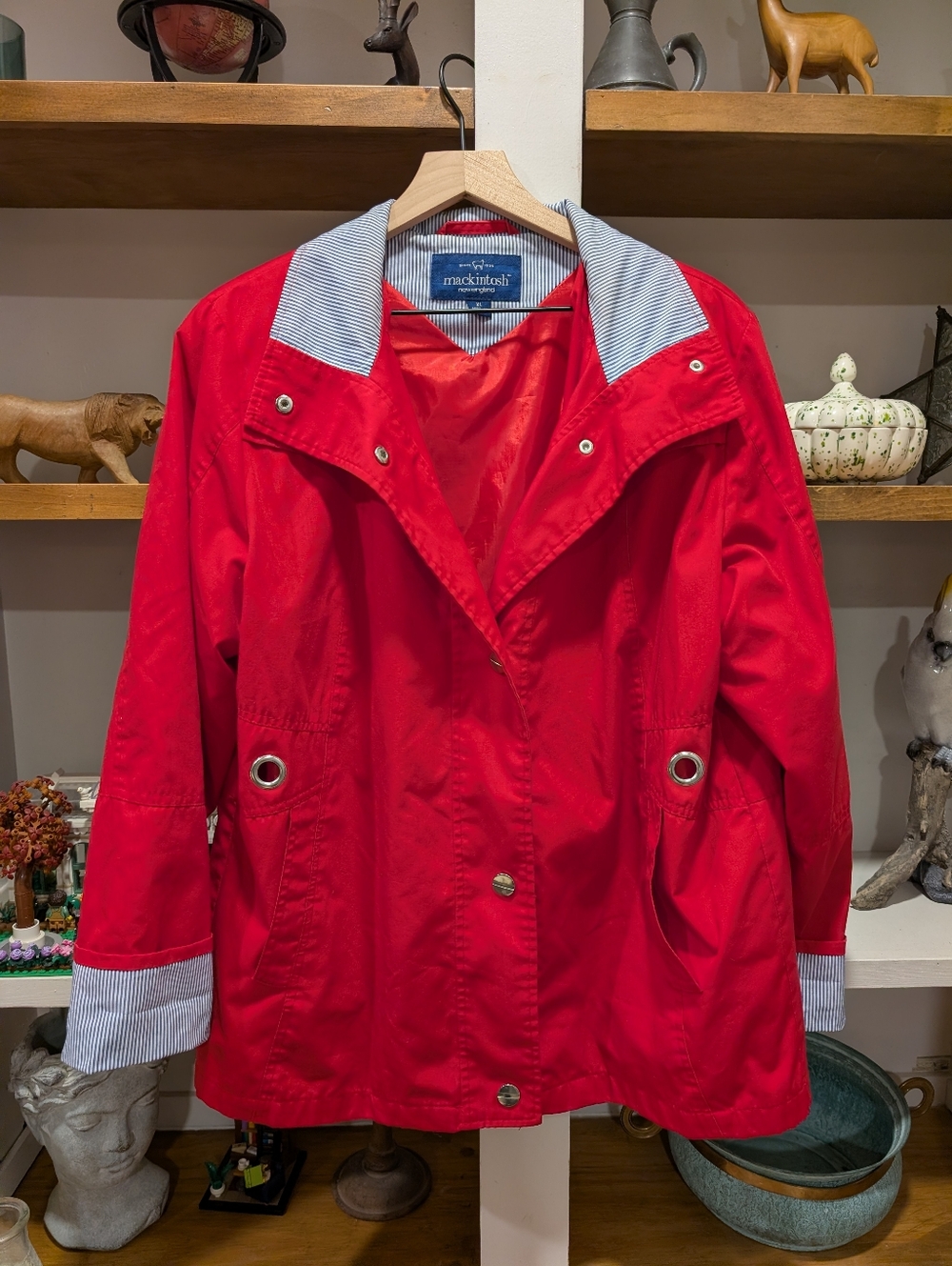 Mackintosh New England Red Coraline Utility Rain Jacket Size XL No hood